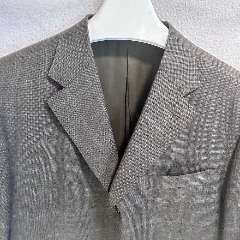 CANALI Proposta Windowpane 100% Wool Blazer Sport Coat Jacket EU 52L/US 42 L